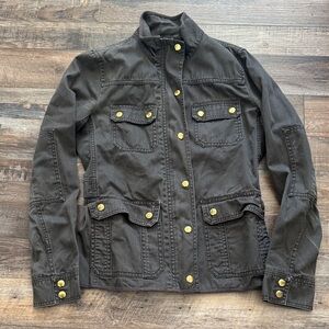 J. Crew Charcoal Utility Jacket with Gold-Tone Buttons